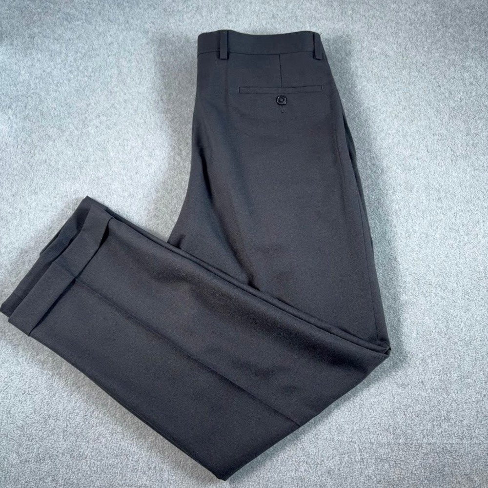 Lauren Ralph Lauren Dress Pants Mens 32x30 Black Solid Pleated Cuffed Straight
